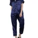 Aouvi Dark Blue Silk Pajama and Shirt Set